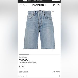AGOLDE IRA MID RISE DENIM SHORTS IN 23 NWT